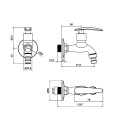 Yuhuan Double Outlet Shape Washing Machine Tap Sink Polished Zinc Alloy Bibcock BRASS Basin Wall Mounted Ceramic